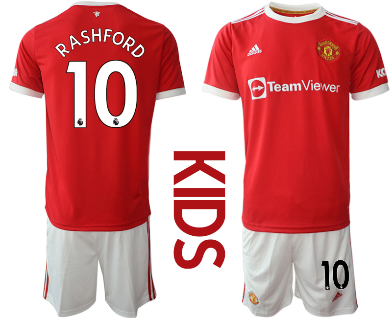 Youth 2021-2022 Club Manchester United home red #10 Soccer Jersey->youth soccer jersey->Youth Jersey